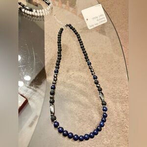 NWT thin volcanic lava stone  necklace for men and women